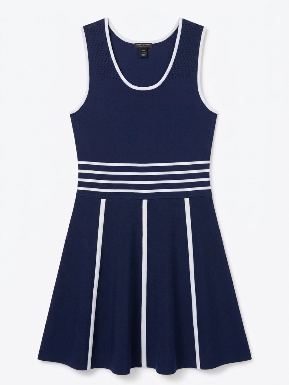 Prabal Gurung Navy and White Sleeveless Midi Dress